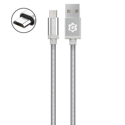 Cable Micro USB Plateado Premium Braided